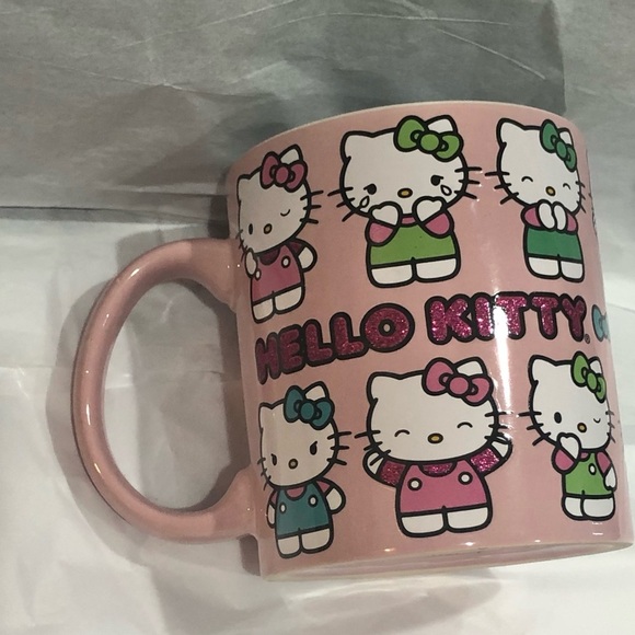 Hello Kitty Pink glitter hello kitty monogram coffee mug cup new - Picture 2 of 16